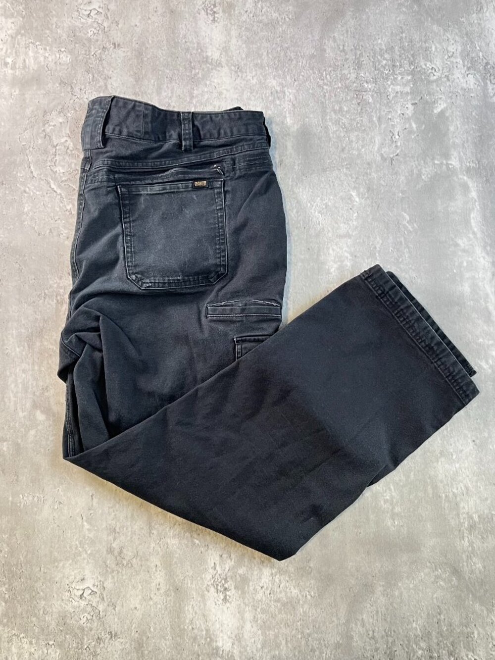Duluth Trading Co Fire Hose Cargo Pants Black Cotton Canvas 36x31